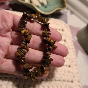 Tiger Eye Chip Bracelet 7” Natural Gemstone Stretch Crystal Protection